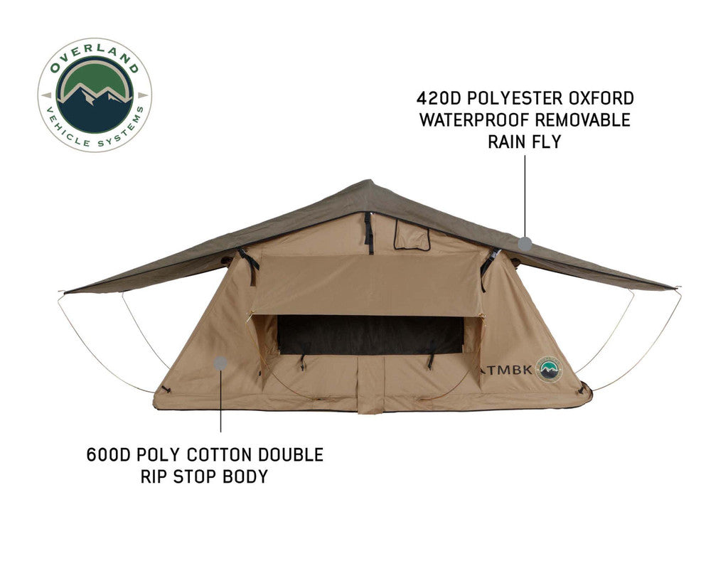 TMBK 3 Person Roof Top Tent with Green Rain Fly